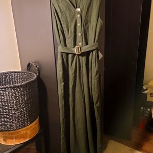 COPY - Olive linen jumpsuit size XL